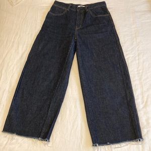 Uniqlo U high waist wide leg dark wash jeans